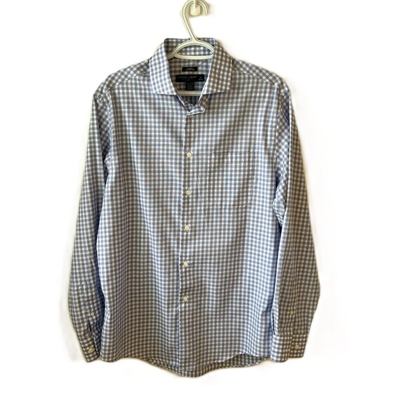 Pronto Uomo Mens Blue Check Button-Down - Non-Iron Luxury (16 - 34/35) - Picture 1 of 9